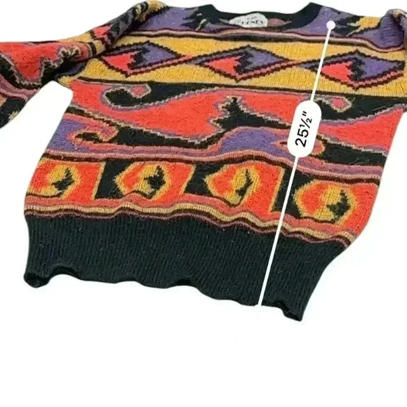 Vintage 90s Bold Geometric Knit Sweater Coogi-Style Hip Hop Y2K Mens Size Medium - Picture 2 of 5